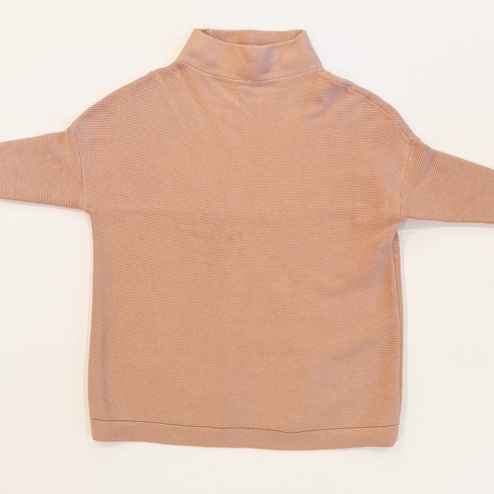 Women’s Turtleneck Batwing Sleeve Oversized Ribbed Knit Tunic Sweater - Picture 5 of 13